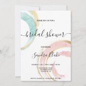 水モダンエレガント色赤面ピンク金ゴールドインビタティ 招待状 (正面)