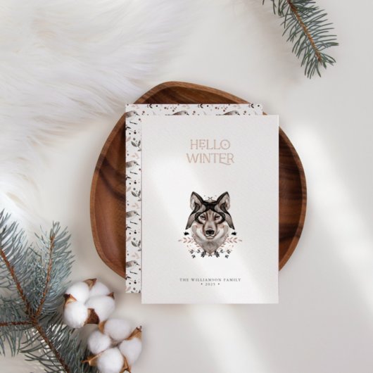 水モダンエレガント色Hello Winter Non-Photo 箔シーズンカード