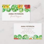 水モダンエレガント色Nasturtium花 名刺 (正面/裏面)