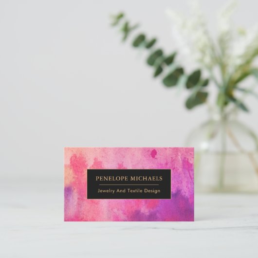 水モダンカラフル色の名刺 名刺 (スタンド正面)