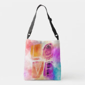 水モダンカラフル色の抽象芸術愛 クロスボディバッグ (裏面)