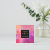 水モダンカラフル色スクウェア・ビジネス・カード スクエア名刺 (スタンド正面)