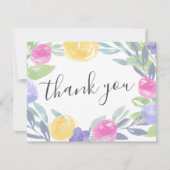 水モダンカラフル色フローラありがとう サンキューカード (正面)