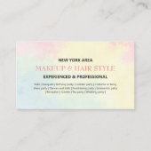 水モダンカラフル色メイクアップ&美容師 名刺 (正面)