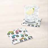 水モダンカラフル色モンスターカー スクエアペーパーコースター (インサイチュ)