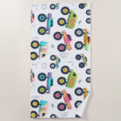 水モダンカラフル色モンスターカー ビーチタオル (正面)