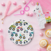 水モダンカラフル色モンスターカー ペーパープレート (パーティー)