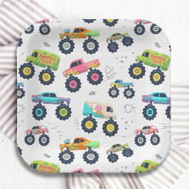 水モダンカラフル色モンスターカー ペーパープレート