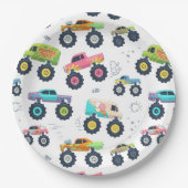 水モダンカラフル色モンスターカー ペーパープレート (正面)