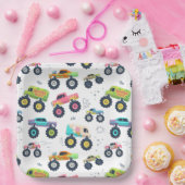 水モダンカラフル色モンスターカー ペーパープレート (パーティー)