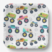 水モダンカラフル色モンスターカー ペーパープレート (正面)