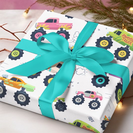 水モダンカラフル色モンスターカー ラッピングペーパー