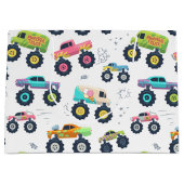 水モダンカラフル色モンスターカー ラージペーパーバッグ (正面)