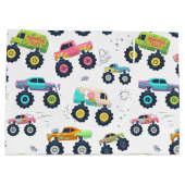 水モダンカラフル色モンスターカー ラージペーパーバッグ (裏面)