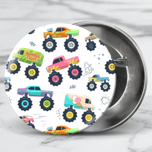 水モダンカラフル色モンスターカー 缶バッジ