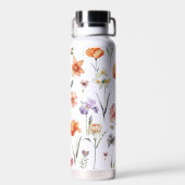 水モダンカラフル色ワイルドフラワーパターン ウォーターボトル (背面)