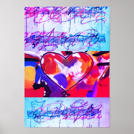 水モダンカラフル色抽象芸術ハートポスター ポスター (正面)