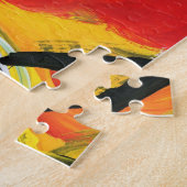 水モダンカラフル色抽象芸術ハート ジグソーパズル (側面)