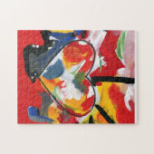 水モダンカラフル色抽象芸術ハート ジグソーパズル (横)