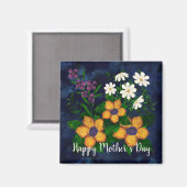 水モダンカラフル色花模様母の日 マグネット (正面/裏面)