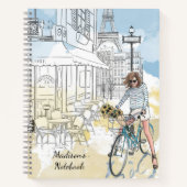 水モダンガーリー色パリパーソナライズされた名 ノートブック (正面)