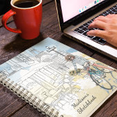 水モダンガーリー色パリパーソナライズされた名 ノートブック