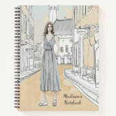 水モダンガーリー色ファッションパーソナライズされた名 ノートブック (正面)