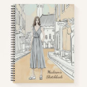 水モダンガーリー色ファッションパーソナライズされた名 ノートブック (正面)