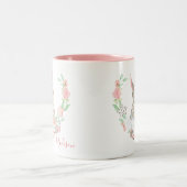 水モダンガーリー色フローラウサギ名 ツートーンマグカップ (中央)