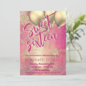 水モダンクール色ピンク金ゴールド甘い16 招待状 (スタンド正面)