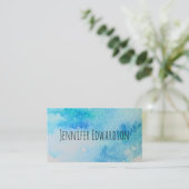 水モダンティール(緑がかった色)(ばちゃばちゃ)跳ねるプロフェッショナル 名刺 (スタンド正面)