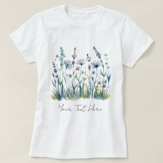 水モダンパーソナライズされた色ワイルドフラワーフローラ Tシャツ (デザイン正面)