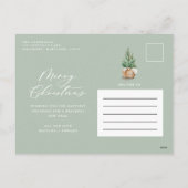 水モダンミニマル色のセージ緑のクリスマス シーズンポストカード (裏面)