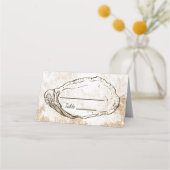 水モダンミニマル色オイスタービーチ結婚式 プレイスカード (正面)