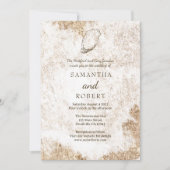 水モダンミニマル色オイスタービーチ結婚式 招待状 (正面)