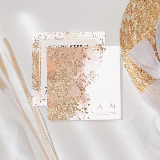 水モダンミニマル色ビーチ結婚式QRコード エンクロージャーカード