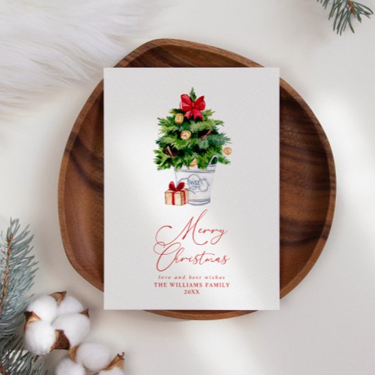 水モダンミニマル色メリークリスマスツリー シーズンカード