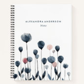 水モダンミニマル色ワイルドフラワー ノートブック (正面)