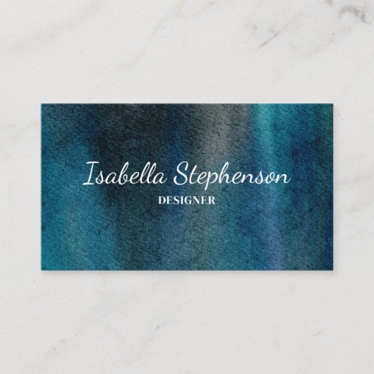 水モダンユニーク色ブルーグリーンミニマリスト 名刺 (正面)