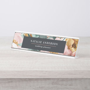 水モダン彩フローラ デスクネームプレート