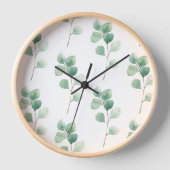 水モダン彩ユーカリ緑 壁時計 (正面)