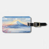 水モダン彩山富士とさくらんぼの花 ラゲッジタグ (正面横)