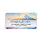 水モダン彩山富士とさくらんぼの花 ラベル (正面)