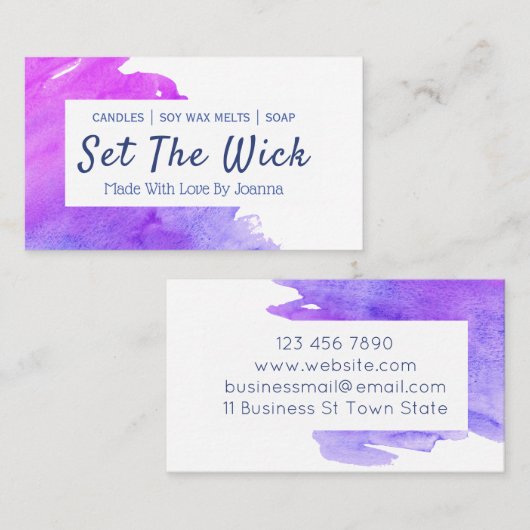 水モダン彩手作り大豆メルトキャンドル石鹸 名刺 (正面/裏面)