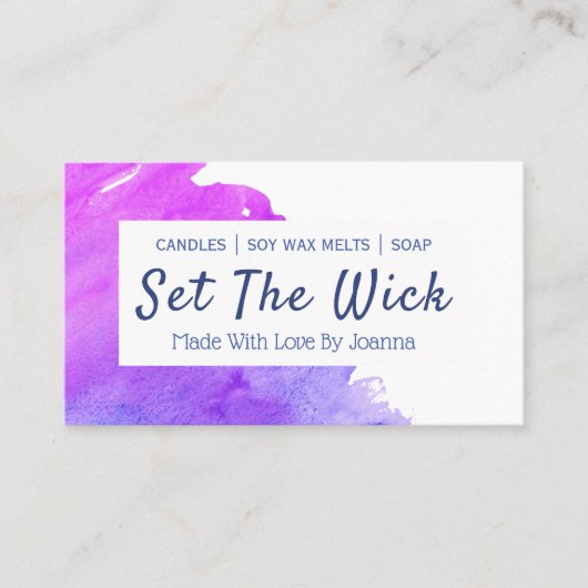 水モダン彩手作り大豆メルトキャンドル石鹸 名刺 (正面)