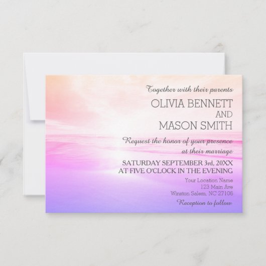 水モダン彩熱帯ビーチ海結婚のカード 招待状 (正面)