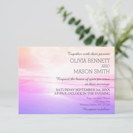 水モダン彩熱帯ビーチ海結婚のカード 招待状 (スタンド正面)