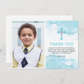 水モダン彩青少年聖体拝領 サンキューカード (正面/裏面)