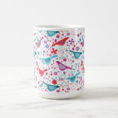 水モダン彩鳥花カラフル コーヒーマグカップ (中央)