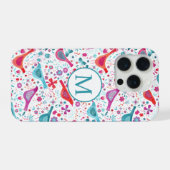 水モダン彩鳥花モノグラム iPhoneケース (裏面横)